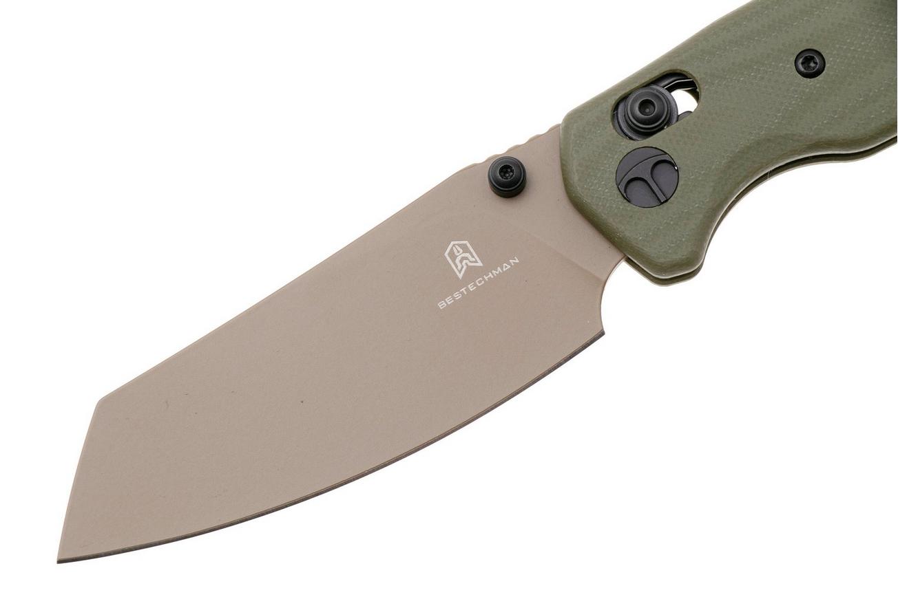 Bestechman Cicada's Wing BMK06C Brown Coated 10Cr15MoV, Green G10, zakmes