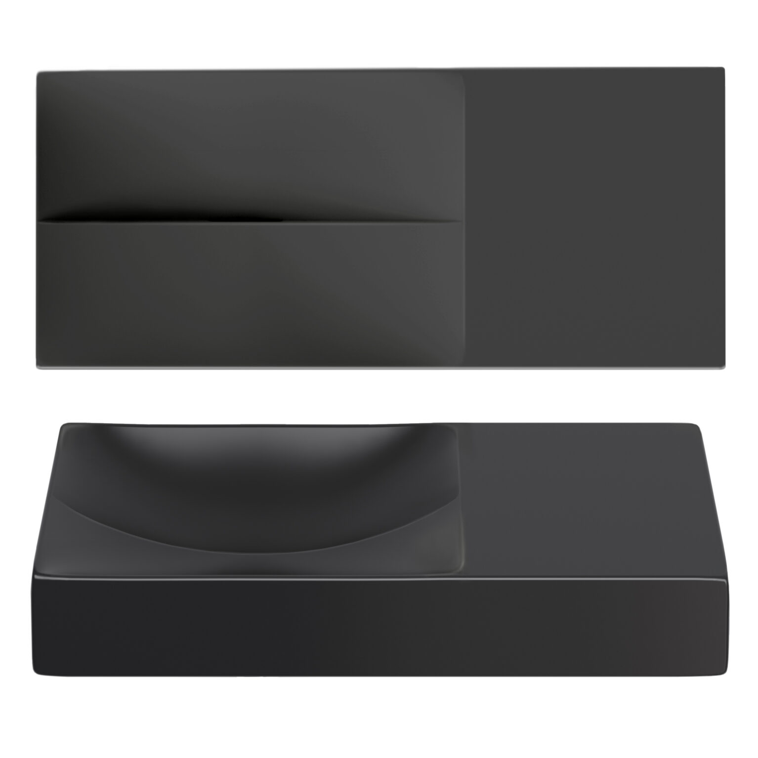 Clou Vale keramische fontein 45cm zonder kraangat rechts zwart mat