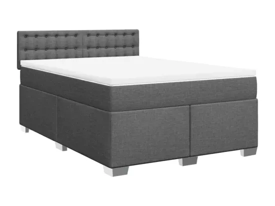 Sommier à lattes de lit avec matelas Gris foncé 160x200cm Tissu