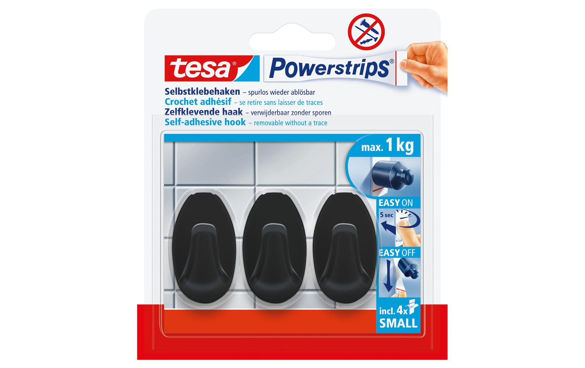 Klebehaken Powerstrips Small Oval, SchwarzOvaler Haken zum Aufhängen von leichten Gegenständen