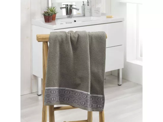 Drap de Douche 70 x 130 cm Esteban Kaki - Eponge Jacquard