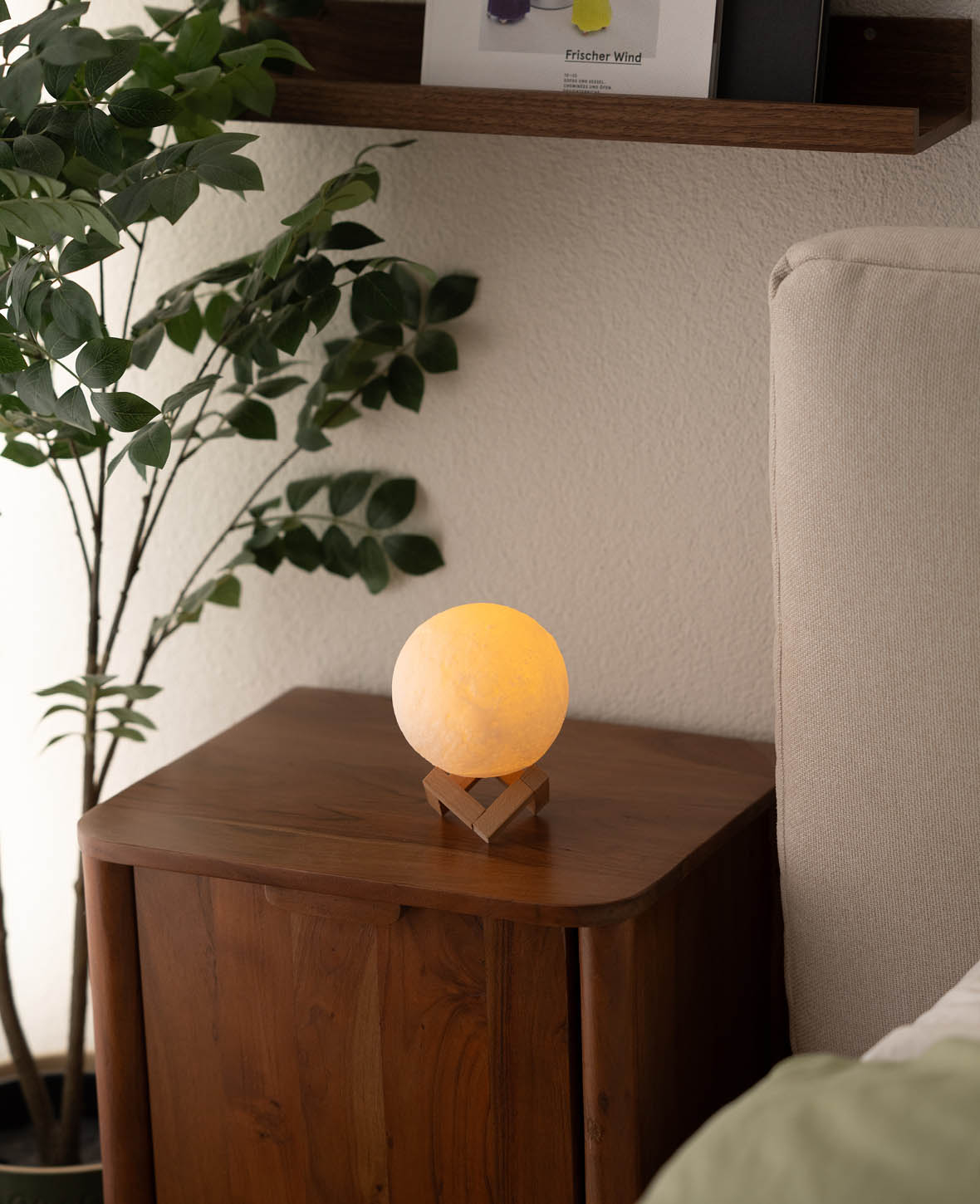 (Ø12cm) 3D LED Mond Lampe Nachtlicht USB Deko Beleuchtung mit Touch - Weiss