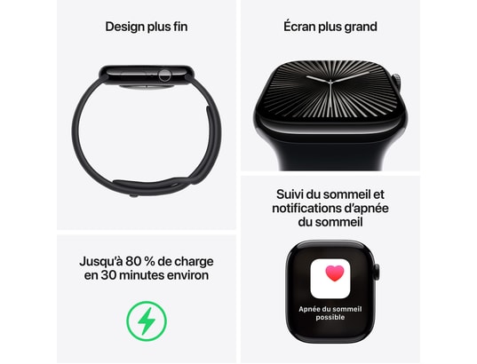 APPLE - Montre connectée GPS + Cellular Watch 10 Titane Or 42mm/Bracelet Milanais