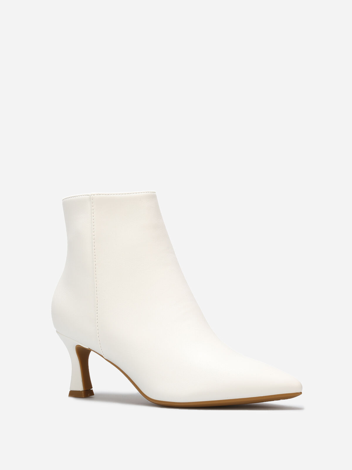 Bottines en simili à petit talon- Blanc
