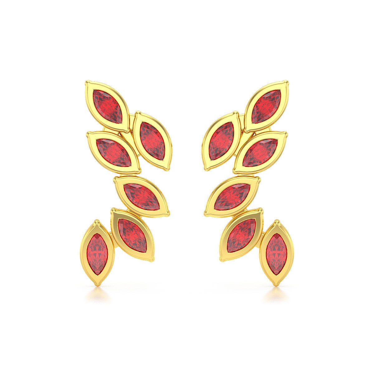 Boucles d'oreilles ADEN Or 585 Jaune et Rubis 1.71grs