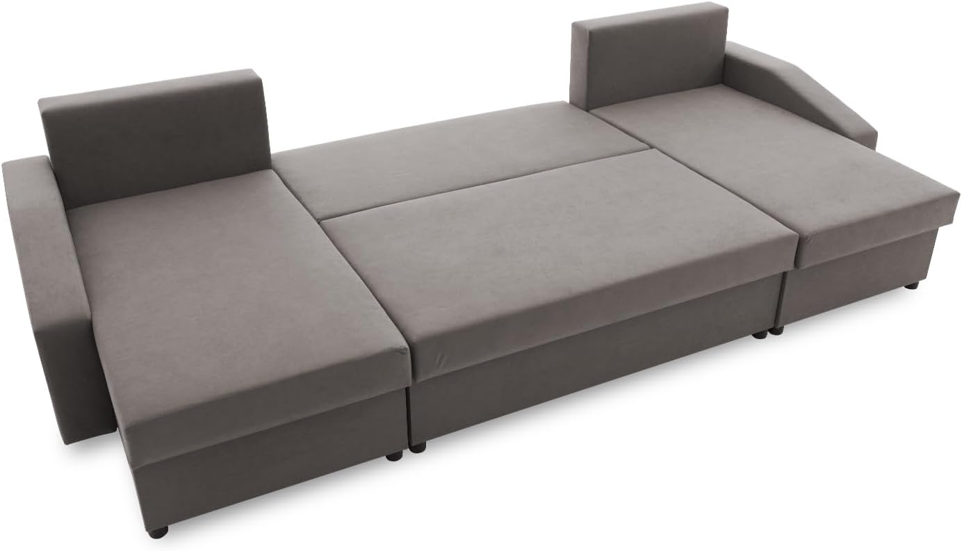 Mebligo ECKSOFA U MIT SCHLAFFUNKTION Sparta Plus BONELL Grau
