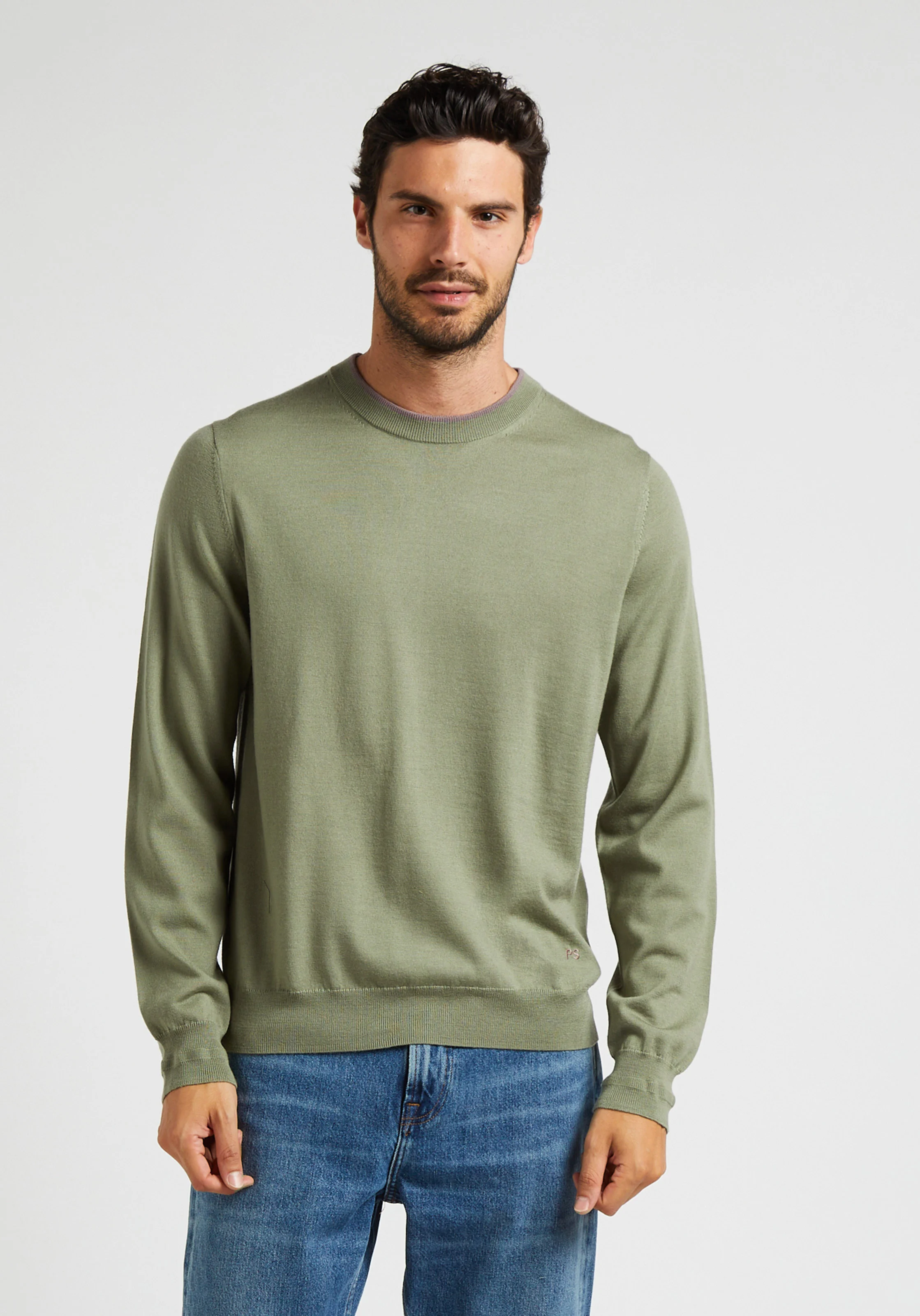 Pull col rond en laine| Vert