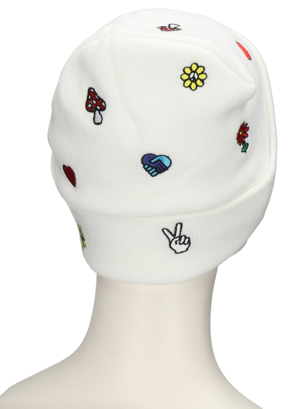 A.LAB Ellison Motif Embro Beanie white