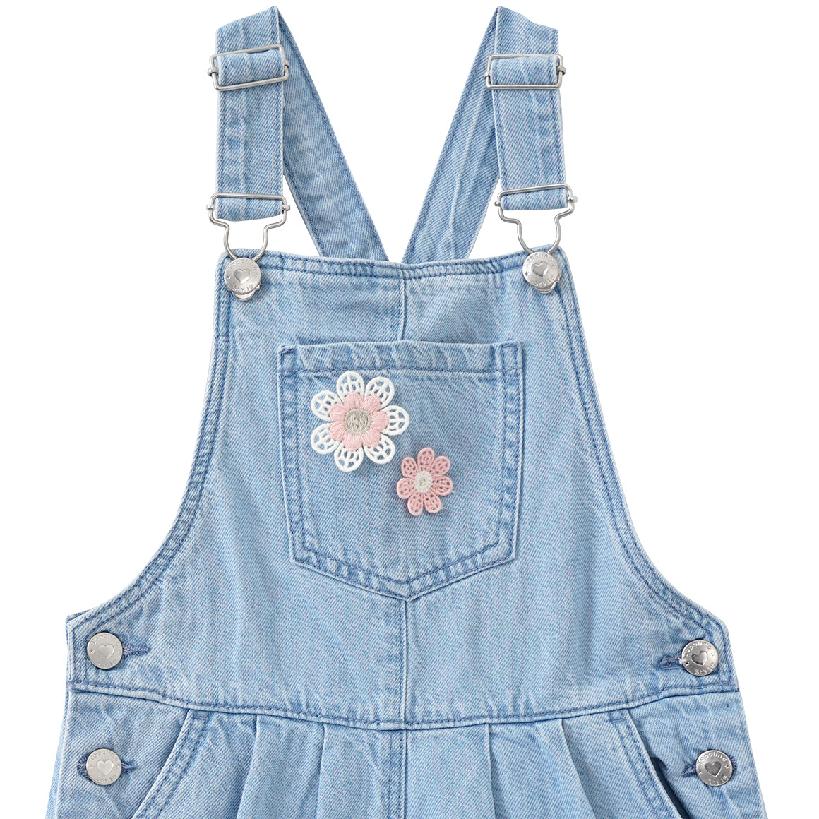 Topolino Mädchen Latzshorts mit Blümchen-Stickerei hellblau