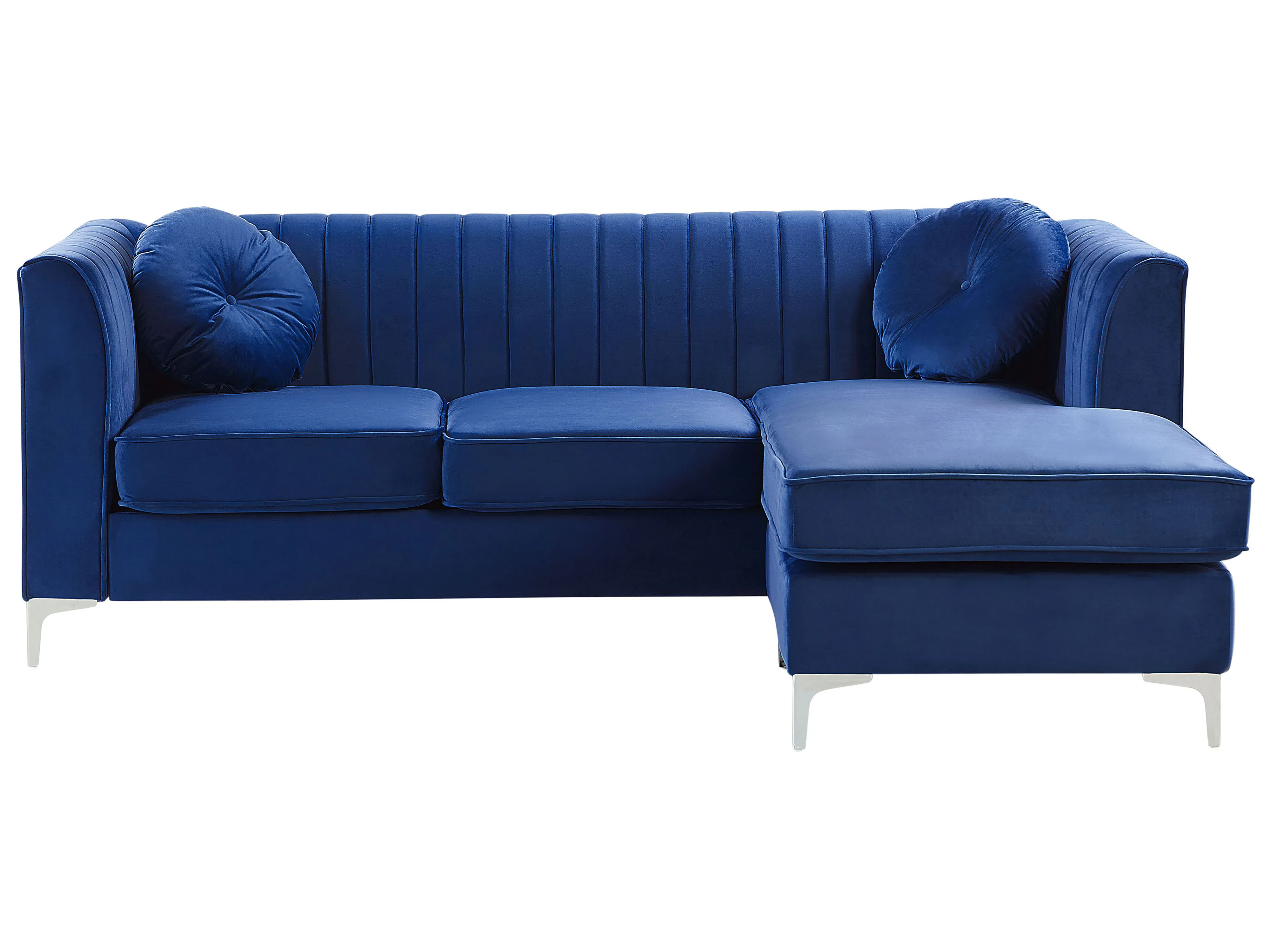 Hoekbank 3-zits TIMRA Fluweel Marineblauw linkszijdig