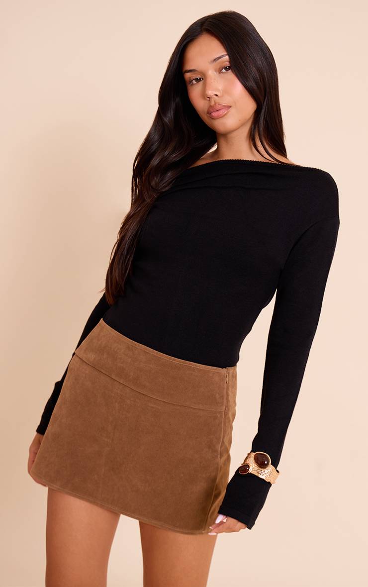 Marron Mini Jupe En Synthétique