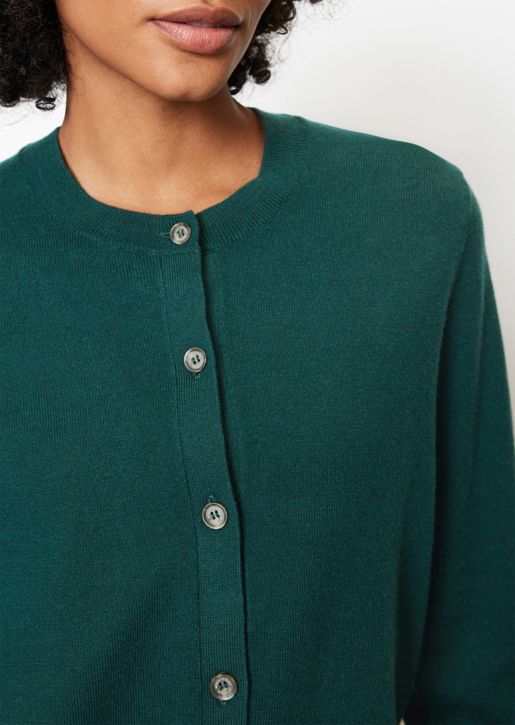 Rundhals-Cardigan regularaus Soft Cotton Stretch