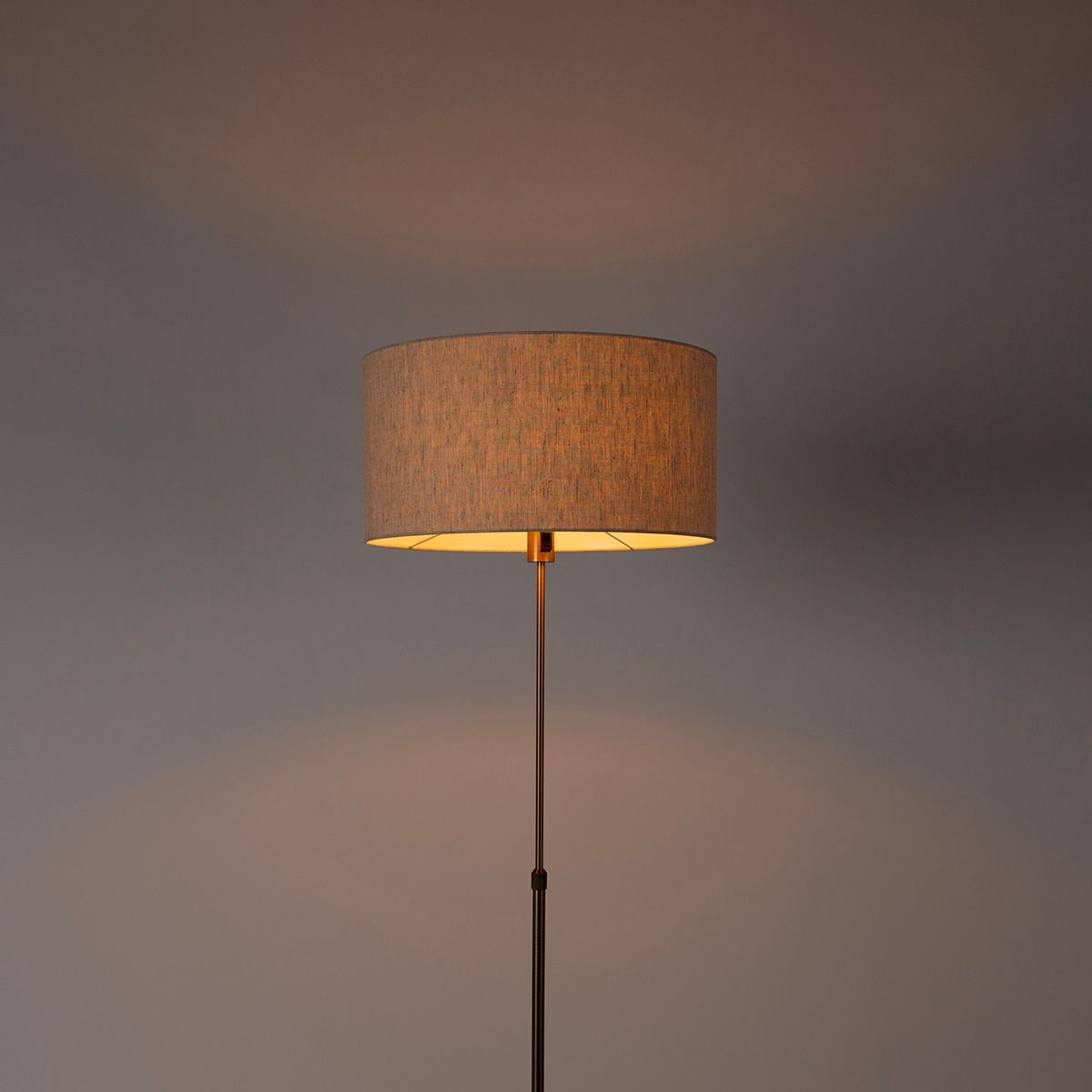 Vloerlamp verstelbaar brons met kap lichtgrijs 50 cm - Parte