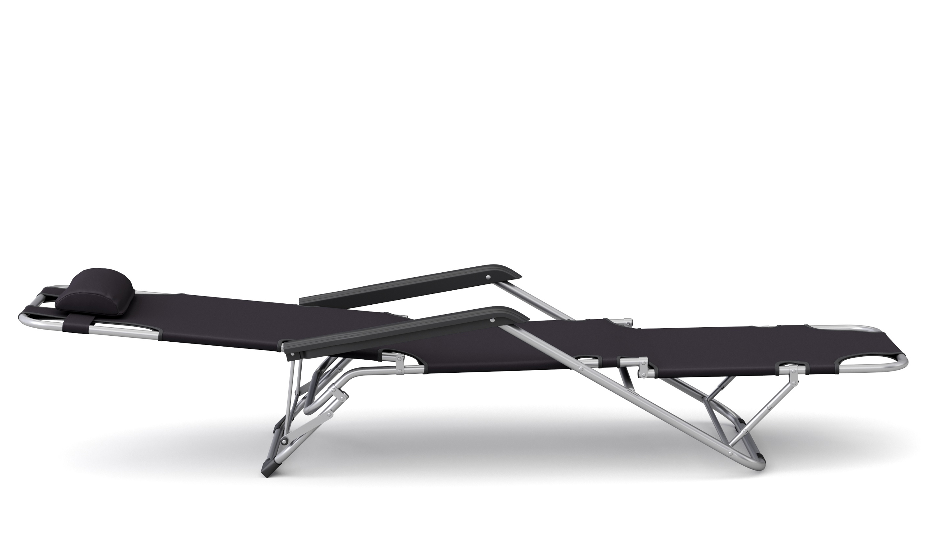Liegestuhl Campingstuhl schwarz 2er Set