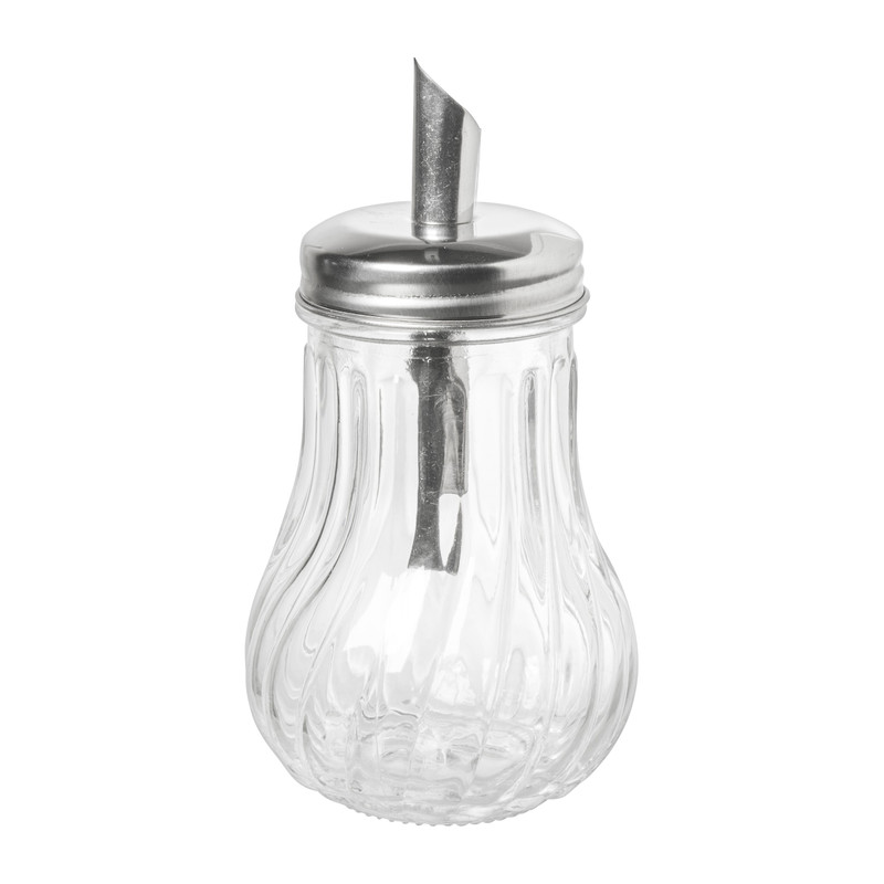 Suikerstrooier lijn - glas/rvs - ø7.5x14.5 cm