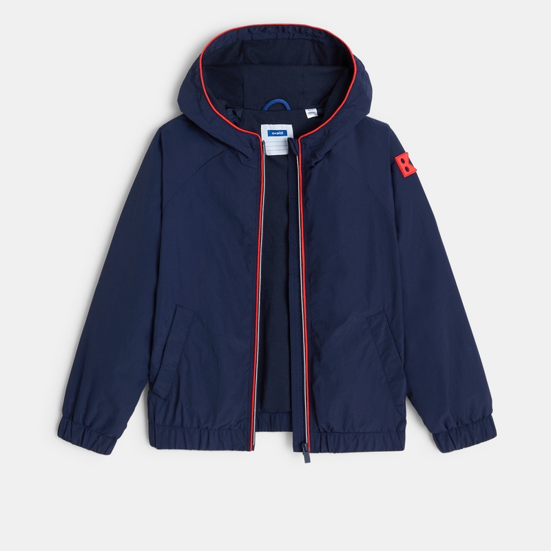 Coupe-vent déperlant à capuche bleu garçon