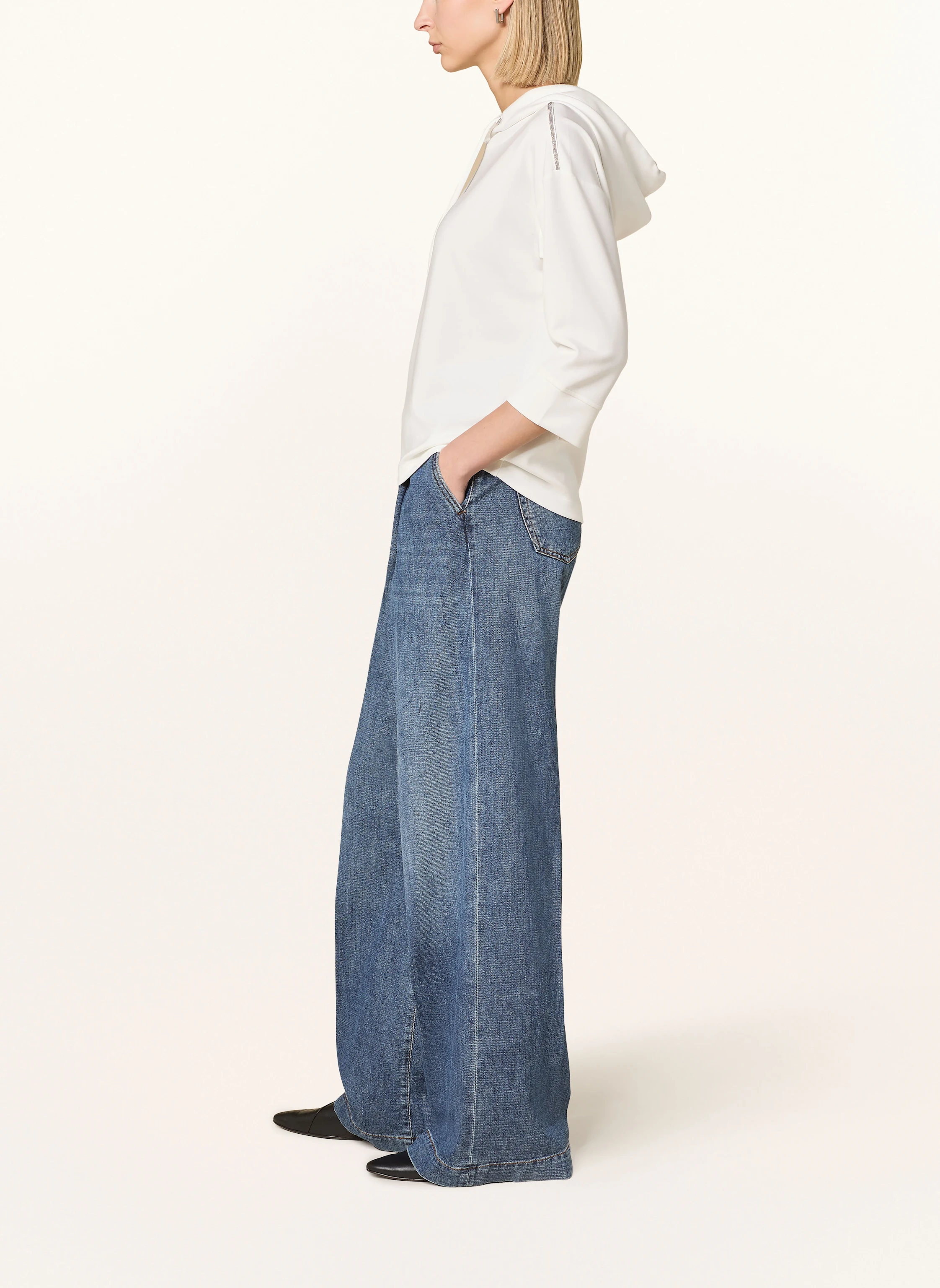 monari Hoodie mit 3/4-Arm und Schmucksteinen
