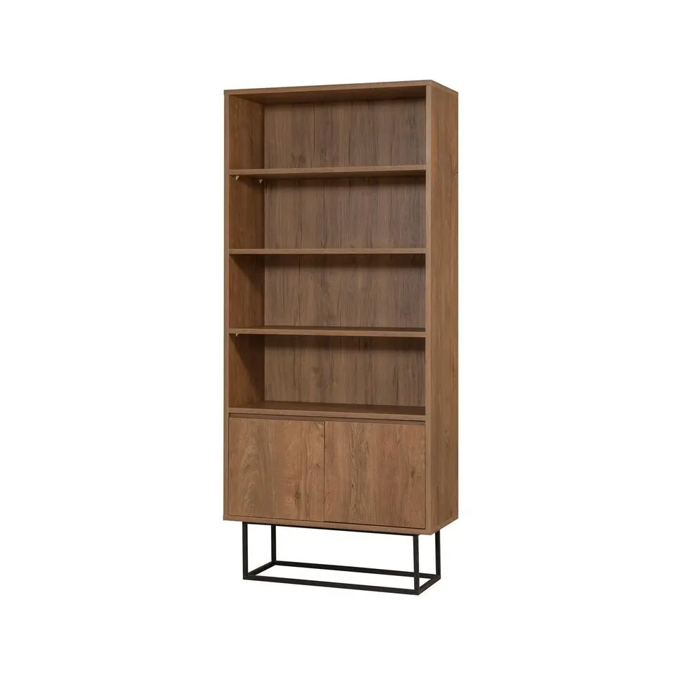Boekenkast Walnoot Bruin Melamine - 80x36x182cm - Rea