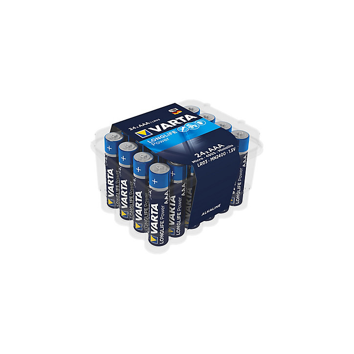 Pile alcaline AAA (LR03) Varta Long-life Power, lot de 24