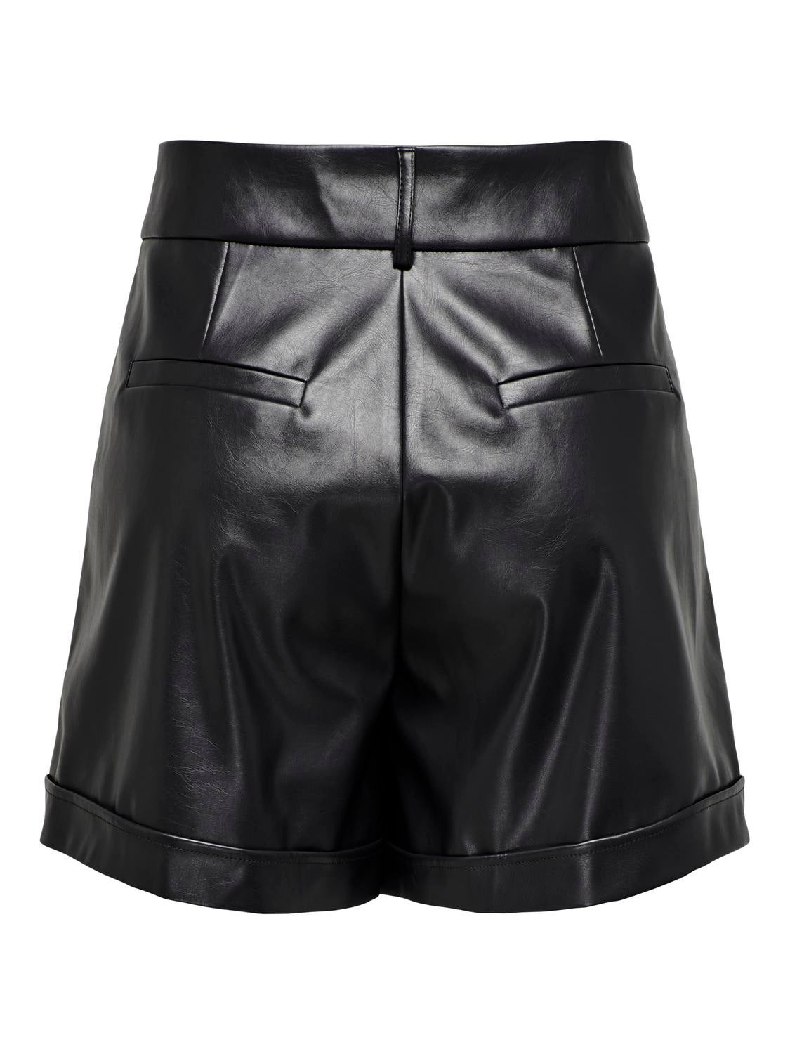 ONLODA Mittlere Taille Normal geschnitten Shorts in Lederoptik Black