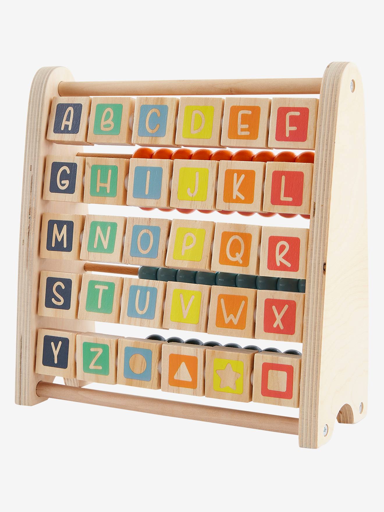 Ábaco de madeira multicolorido para aprendizagem
