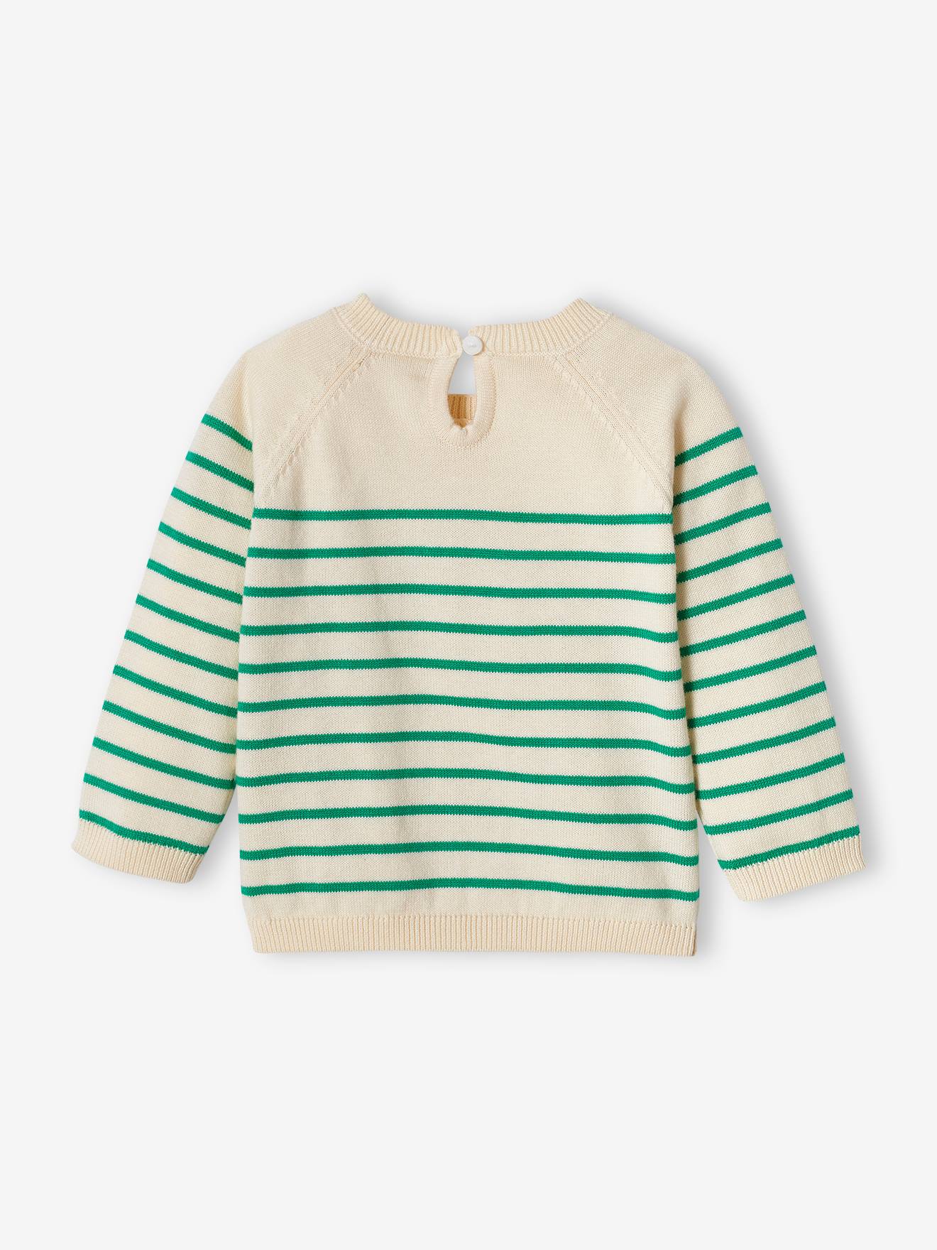Suéter bordado estilo marinheiro para bebê na cor cru.