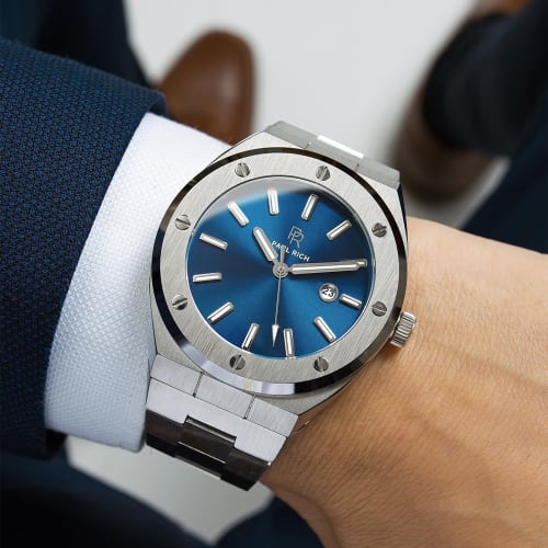 Montre Baron's Blue 45mm Argenté