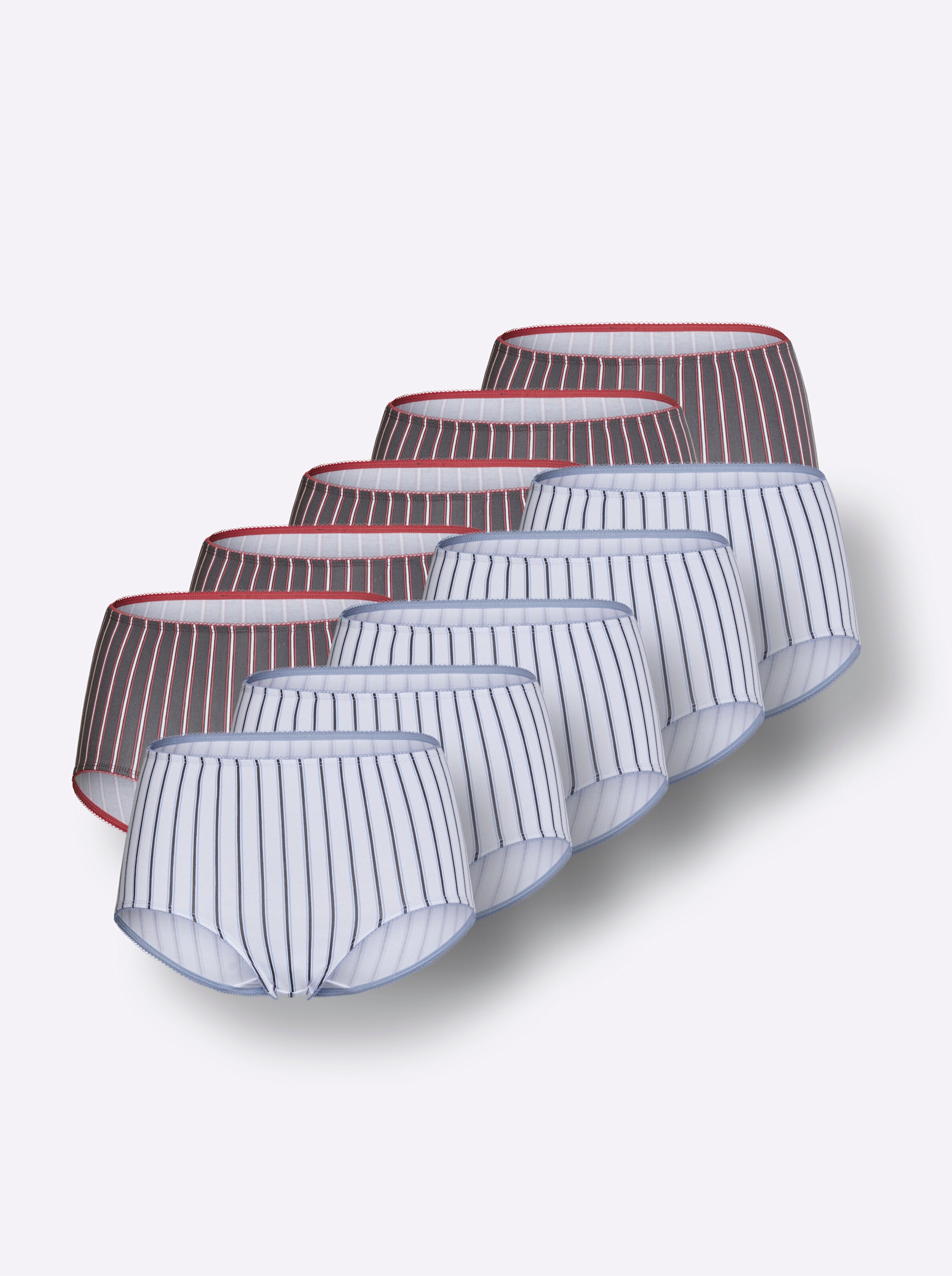 wäschepur Taillenslip in 5x bleu-gestreift + 5x anthrazit-gestreift