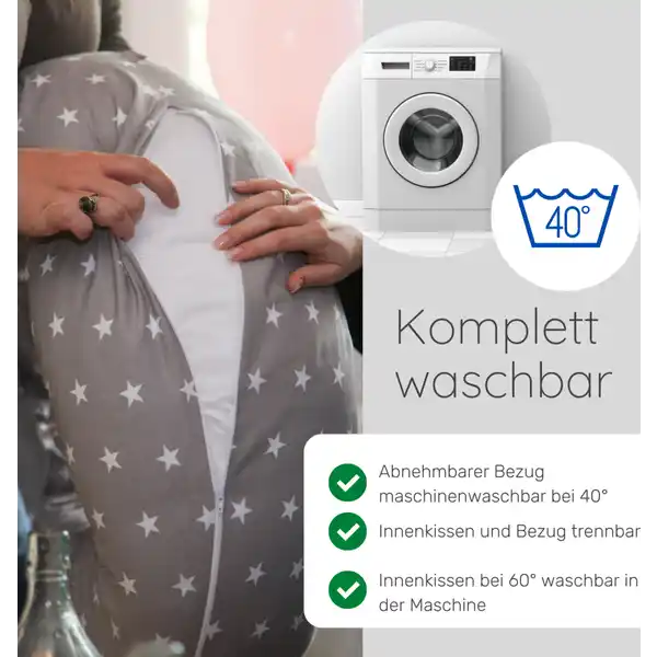 Stillkissen Sternenmuster grau