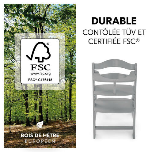 Chaise haute Alpha+ - Gris - HAUCK