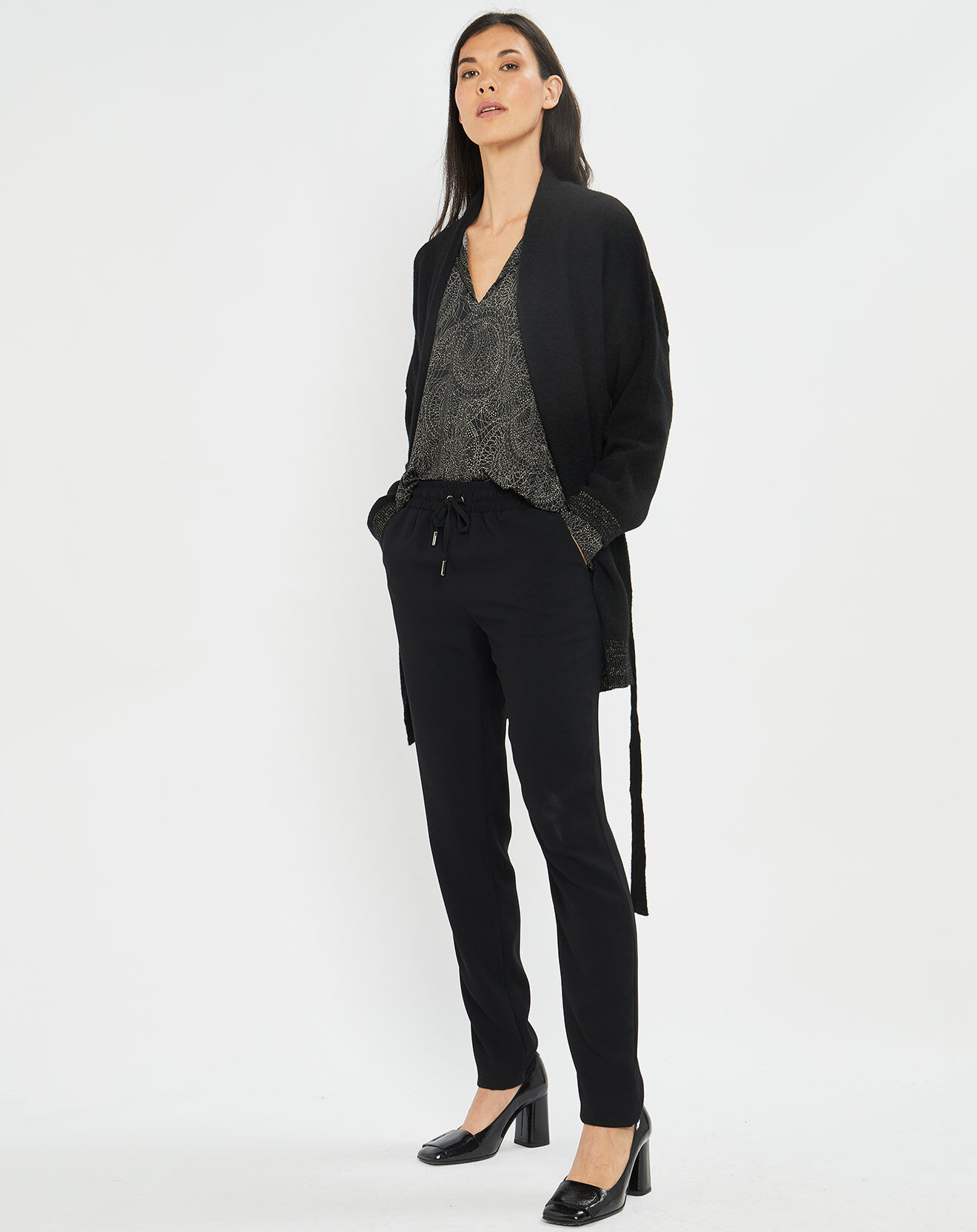 Lauren Vidal Gilet ceinturé Ciara noir