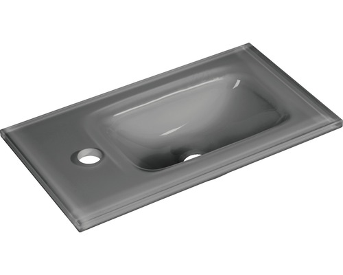 form&style FELINA 45 cm glazen wastafel, antraciet metallic gelakt, inclusief afvoerklep