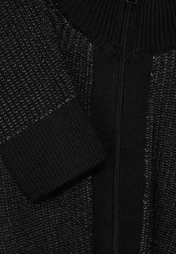 Strickjacke mit Zipper - Black