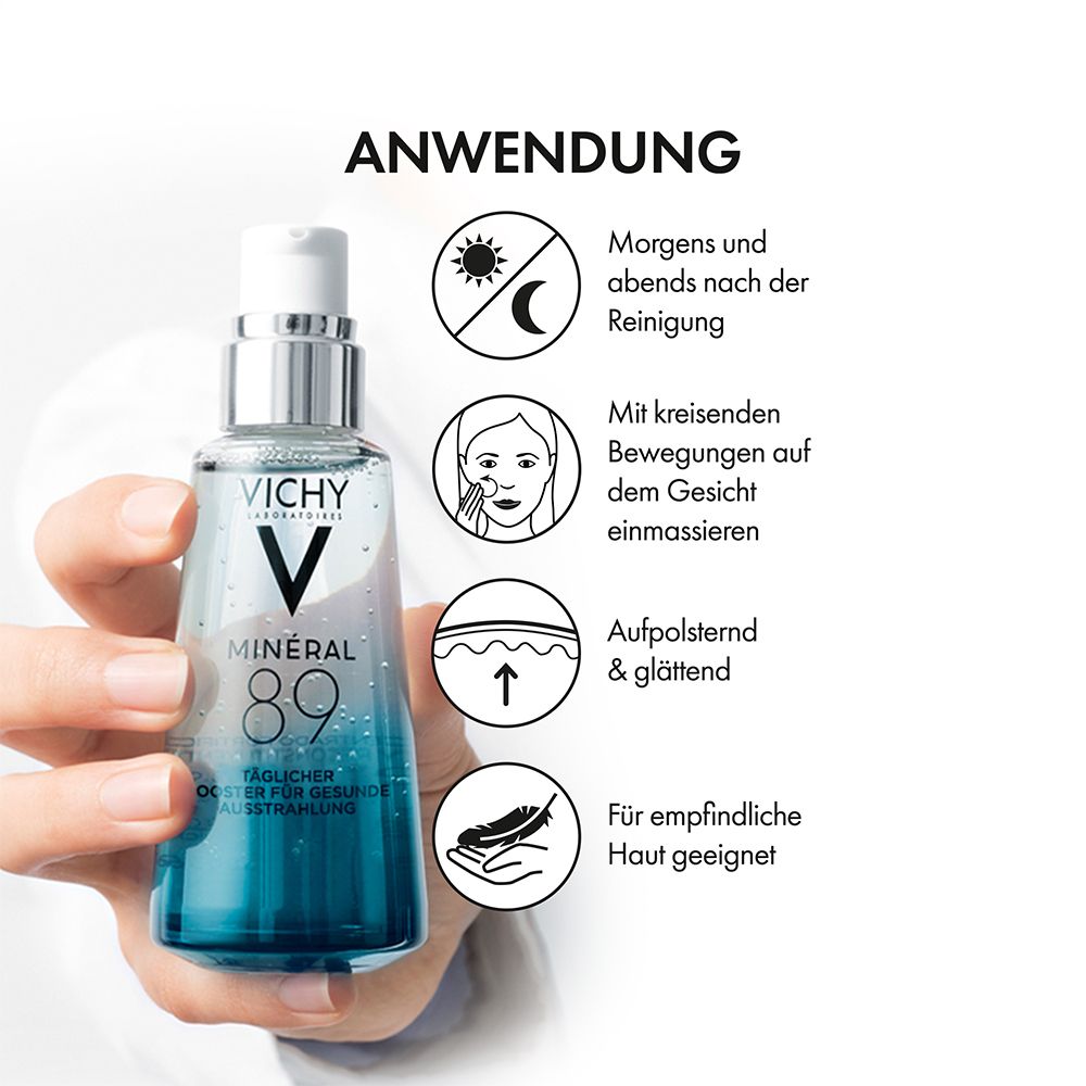 VICHY Minéral 89 Hyaluron-Boost mit Sofort-Effekt + Mineral 89 72h Cream 15ml GRATIS
