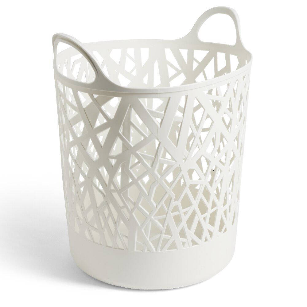 Panière à linge ronde plastique blanc 45L