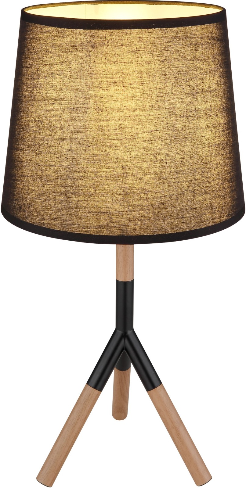 Tischleuchte - naturfarben - schwarz matt - Ø 25 cm