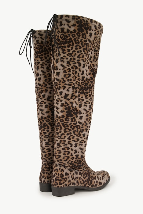Overknee-Stiefel, XL-Schaft, Leomuster, Zipper, Weite H
