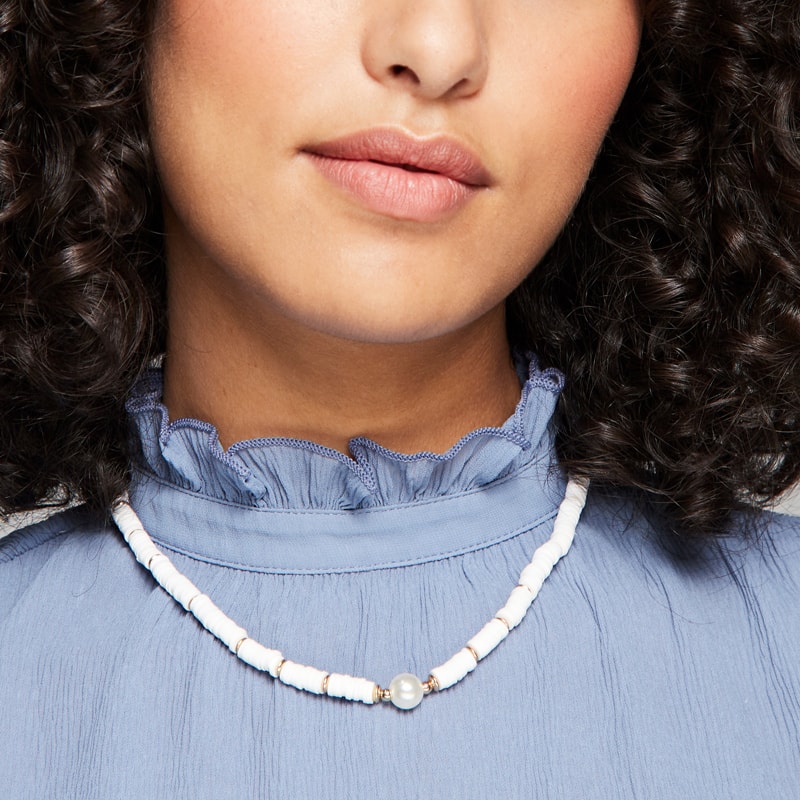 Collier - Acier inoxydable - Blanc