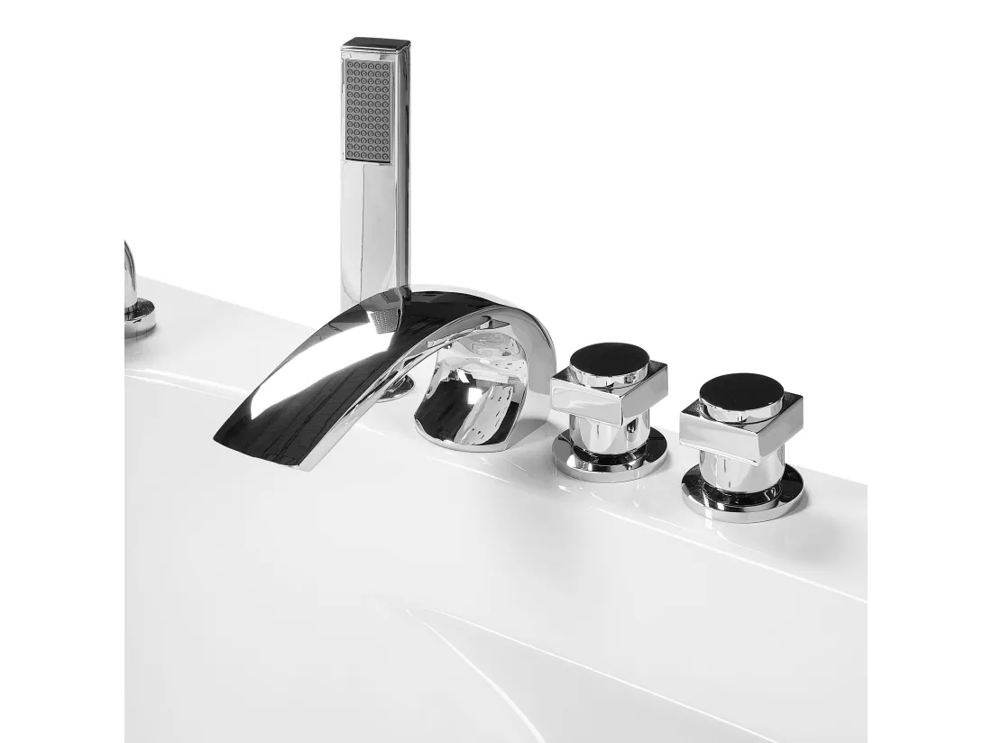 Baignoire d'angle blanche 187 x 136 cm avec LED MANGLE