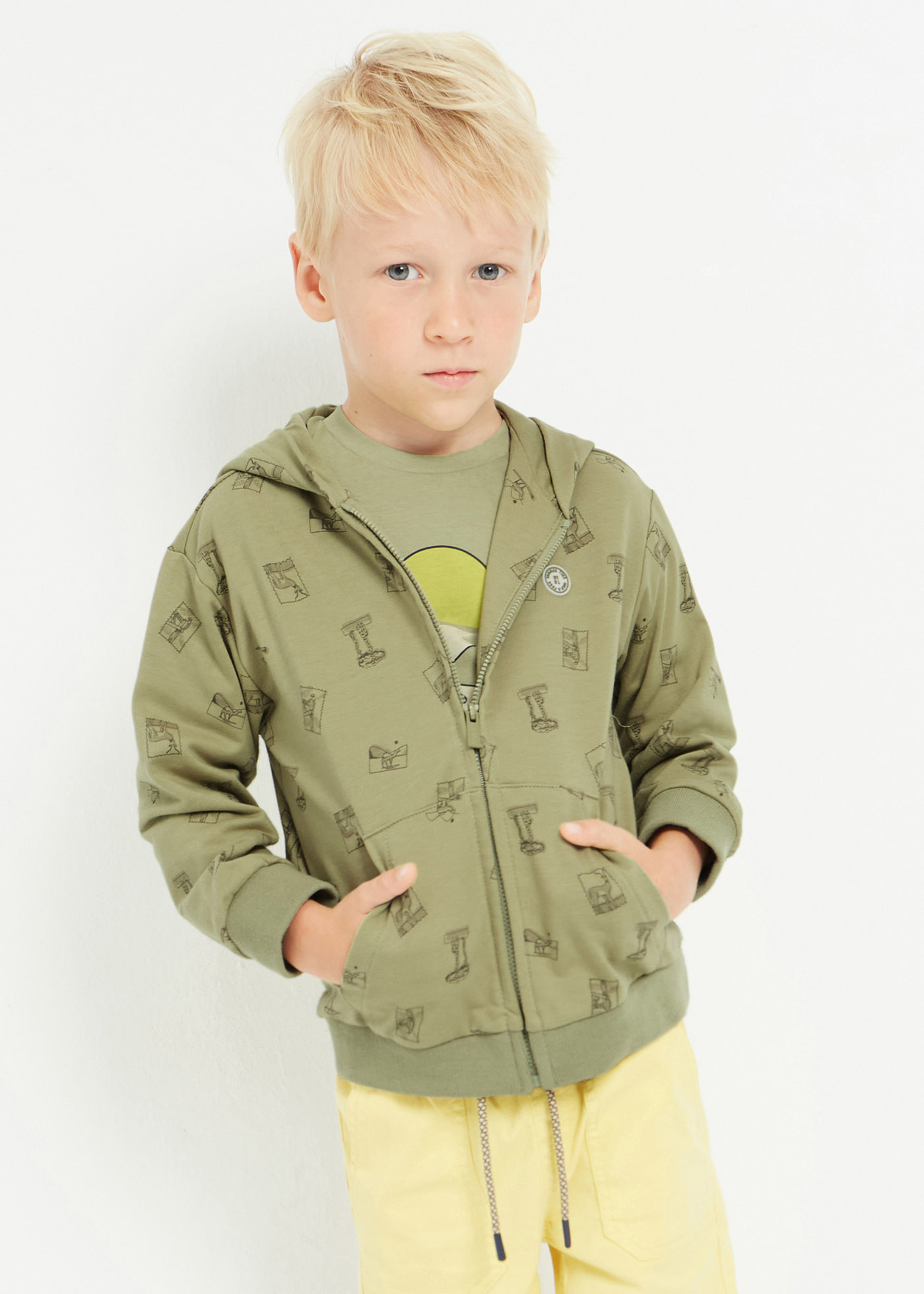 Moletom com zíper estampado para meninos