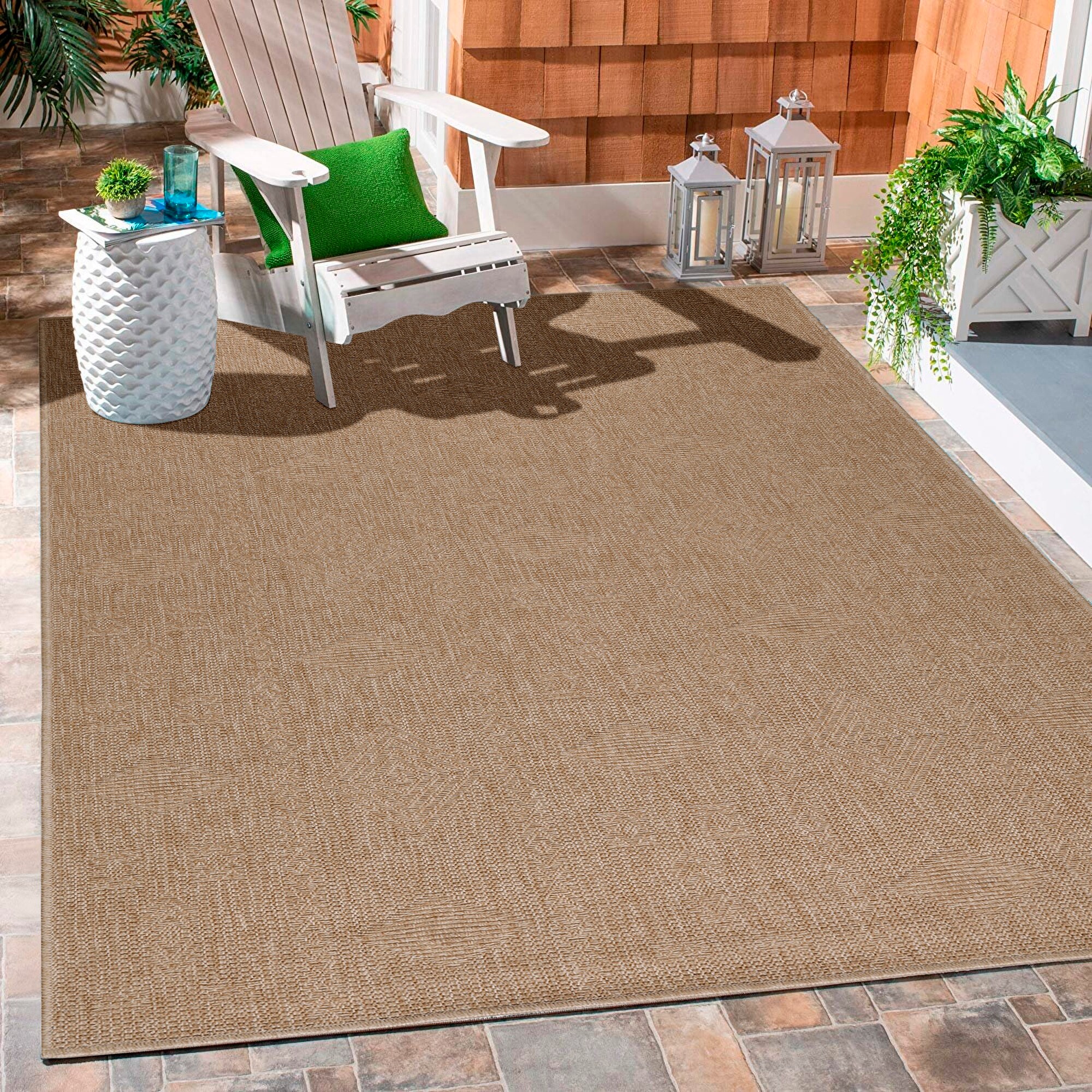 In & Outdoor Teppich Wetterfest Läufer Beige - Balkon Teppich Wasserfest