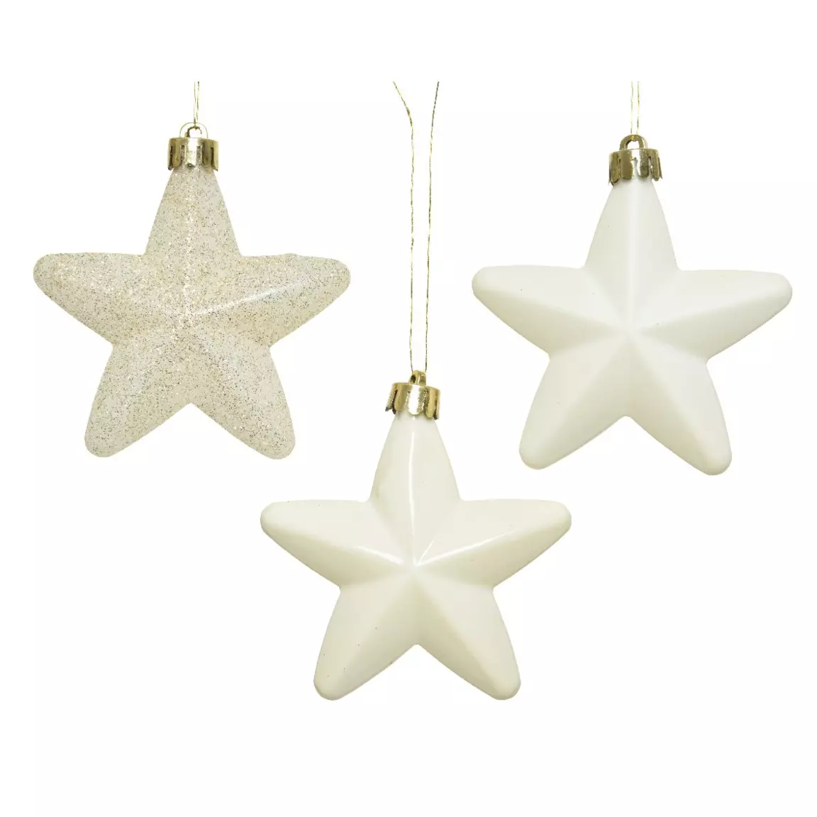 Lot de 6 étoiles de Noël à  suspendre (H7 cm) Alpine Blanc laine