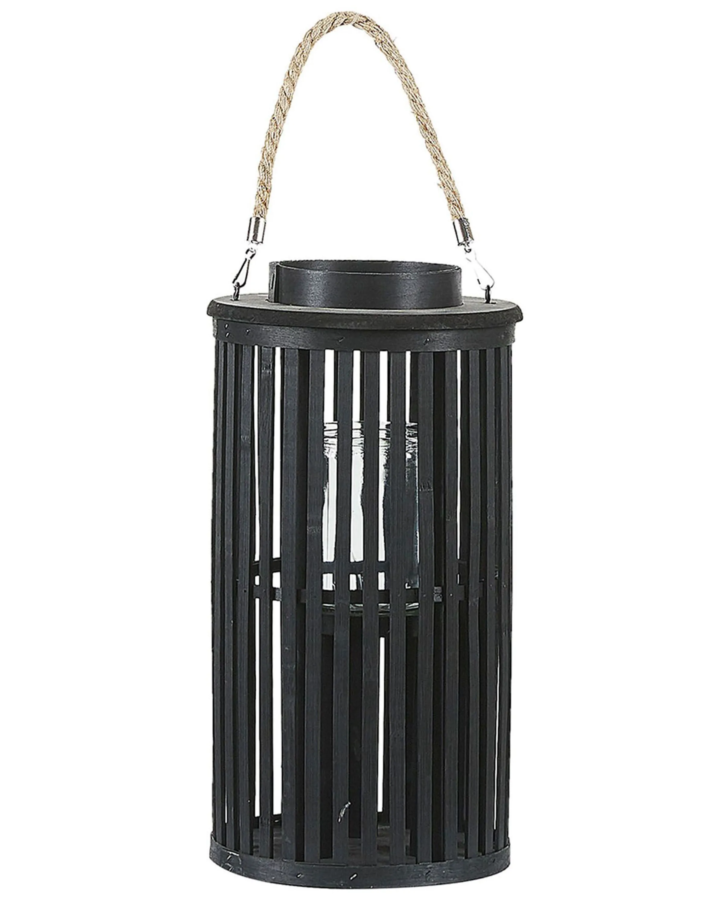 Lantaarn LUZON Wilgenhout 40 cm Zwart