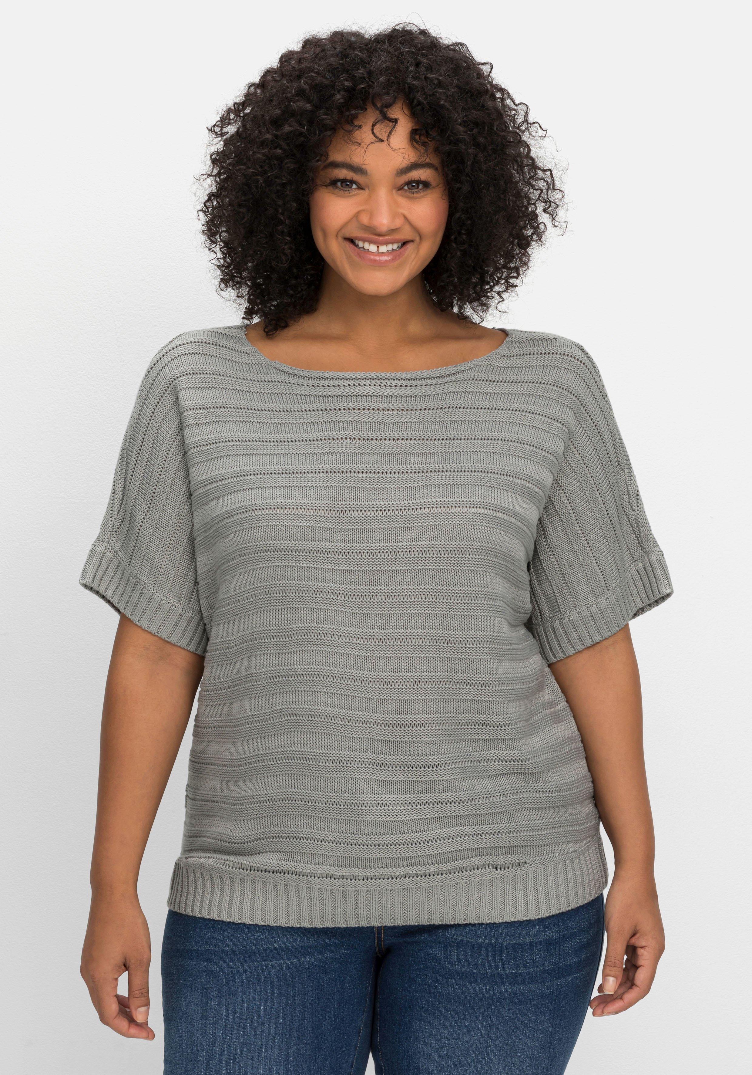 Kurzarmpullover in Links-Rechts-Struktur