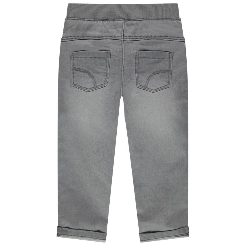 Jean slim effet used à taille élastiquée - Gris chiné