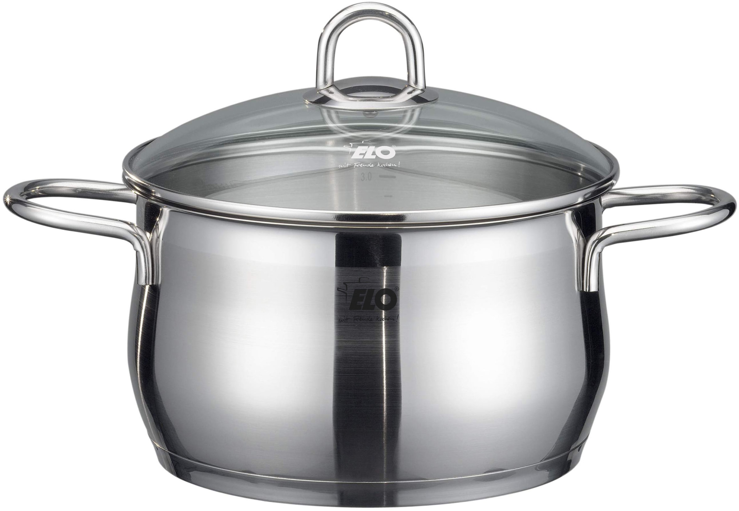Elo Topf-Set »Platin« Set, 1 Bratentopf 20 cm, je 1 Fleischtopf 16/20/24 cm, 1 Kasserolle 16 cm, 9 Stk. tlg. Edelstahl 18/10