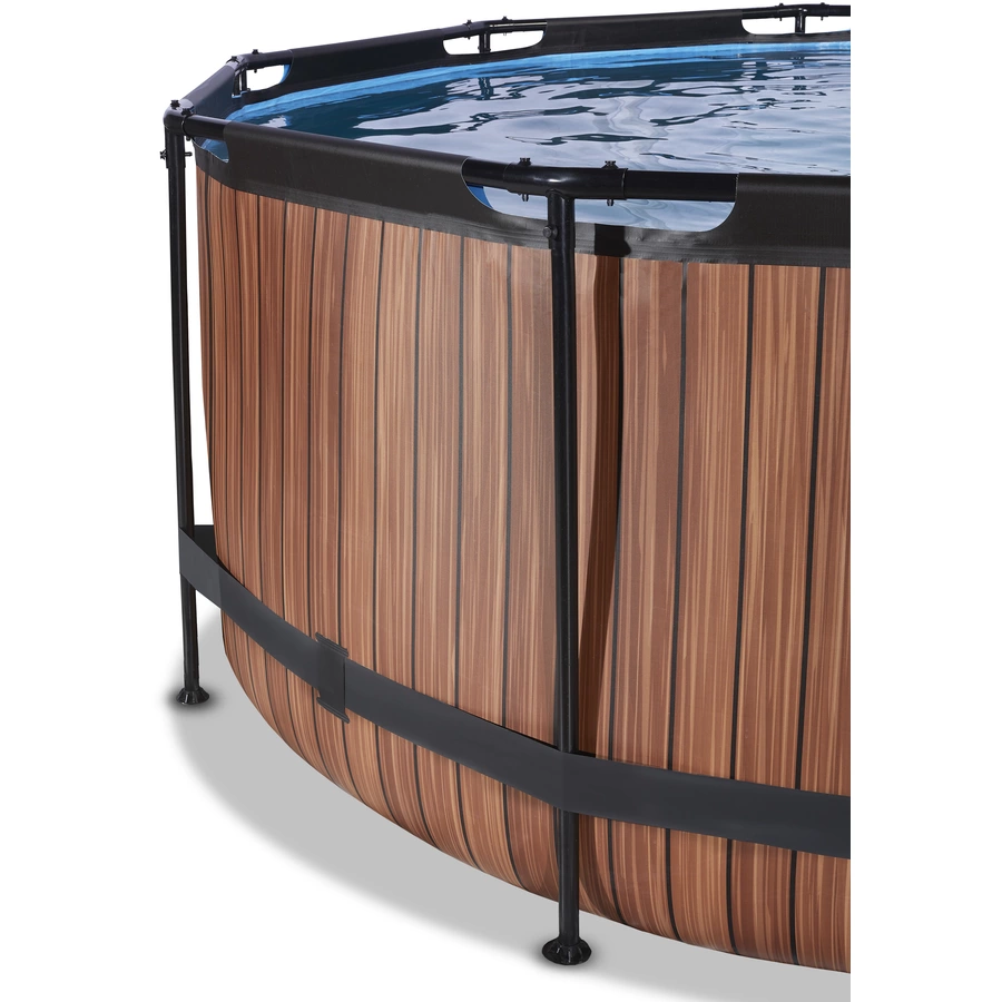 EXIT Wood Pool ø360x122cm mit Filterpumpe, braun