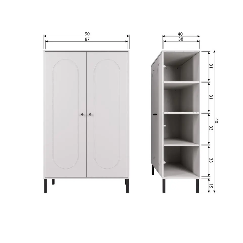 WOOOD Xina Lage Kast - Grenen - Wolkengrijs - 149x90x40