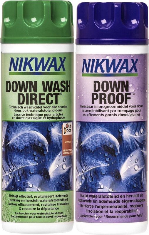 Nikwax Down Wash.Direct / Down Proof 300ml - impregneermiddel - wasmiddel - 2pack