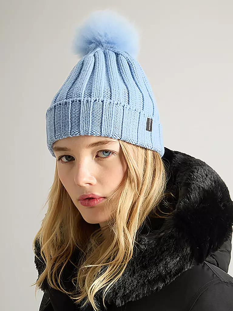WOOLRICH Mütze - Haube hellblau